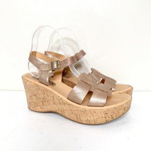 Kork Ease Denica Wedge Sandal Metallic Leather